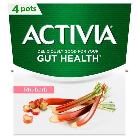 Activia Rhubarb Gut Health Yogurt 4 x 115g