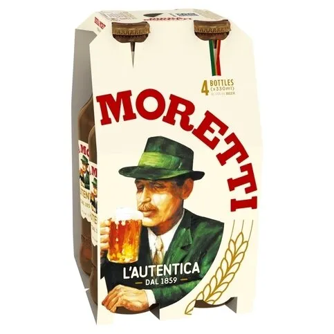 Birra Moretti Lager Beer 4 x 330ml Bottles