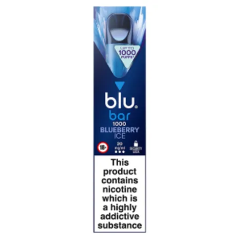 blu bar 1000 Blueberry Ice Disposable Vape 20mg/ml