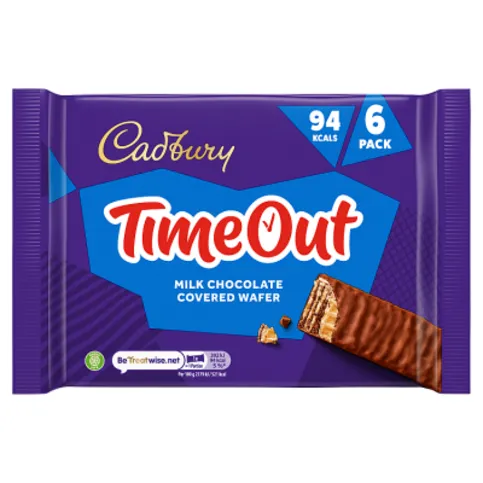 Cadbury Timeout Milk Chocolate Covered Wafer 6 x 18g (180g)