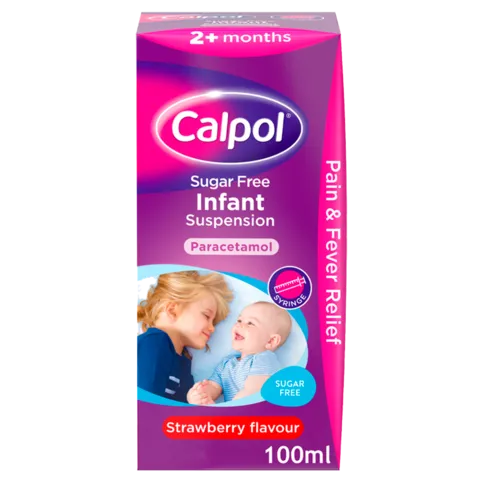 Calpol Sugar Free Infant Suspension Strawberry Flavour (2+ months) 100ml