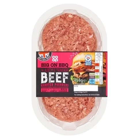 Co-op British Quarter Pounder Beef Burge 454G