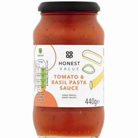 Co-op Honest Value Tomato & Basil Pasta Sauce 440g