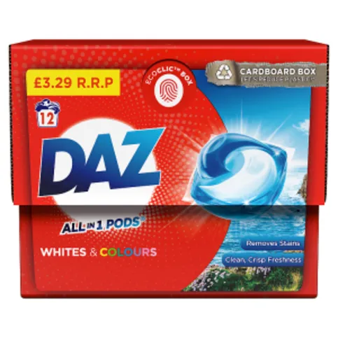 Daz All-in-1 Pods Washing Liquid Capsules, 12 Washes, Whites & Colours
