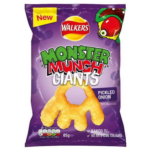 Walkers Monster Munch Giants Pickled Onion Snack 85g