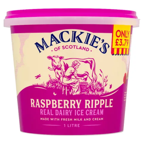 Mackie's of Scotland Raspberry Ripple Real Dairy Ice Cream 1L