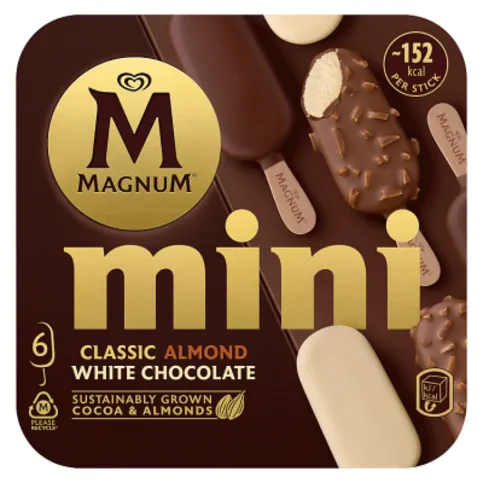 Magnum Mini Classic, Almond & White Chocolate Ice Cream Sticks 6 x 55ml