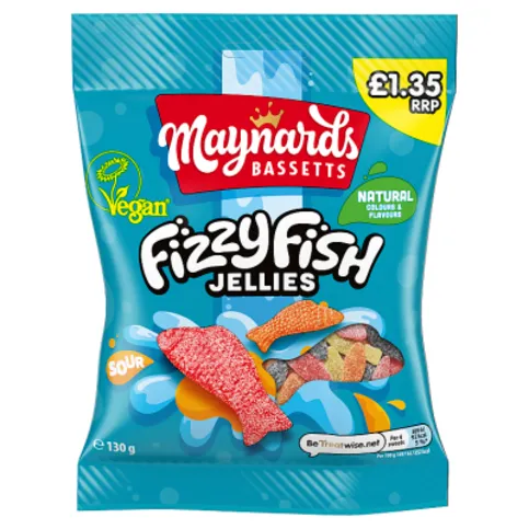 Maynards Bassetts Fizzy Fish Jellies 130g