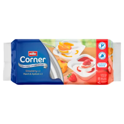 Müller Corner Strawberry and Peach & Apricot Yogurts 4 x 136g (544g)