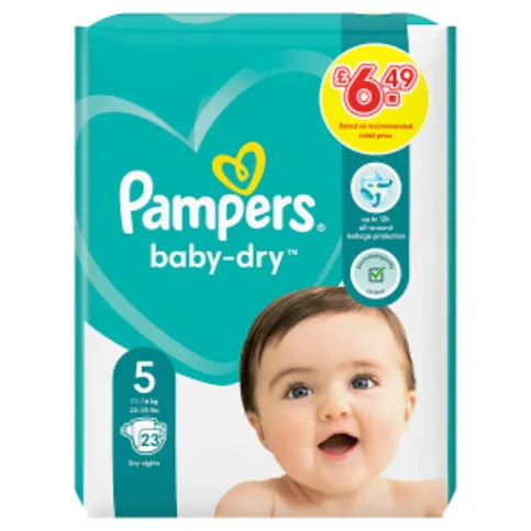 Pampers Baby-Dry Size 5,  Nappies, 11kg - 16kg, Up To 12h Protection