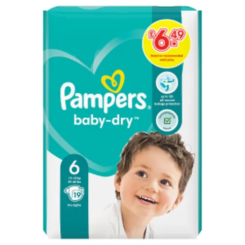 Pampers Baby-Dry Size 6,  Nappies, 13kg - 18kg, Up To 12h Protection