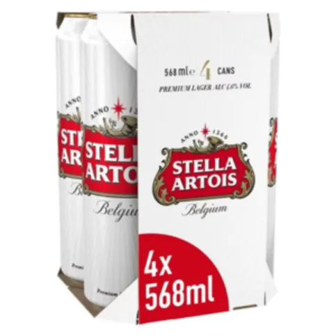Stella Artois Belgium Premium Lager Beer Cans 4 x 568ml