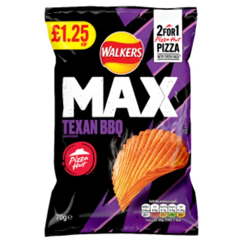 Walkers Max Pizza Hut Texan BBQ Crisps 70g