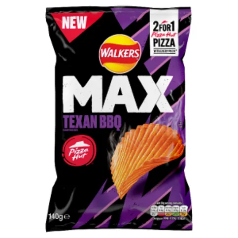 Walkers Max Pizza Hut Texan BBQ Sharing Crisps 140g