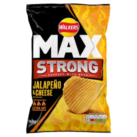 Walkers Max Strong Jalapeno & Cheese Sharing Crisps 140g