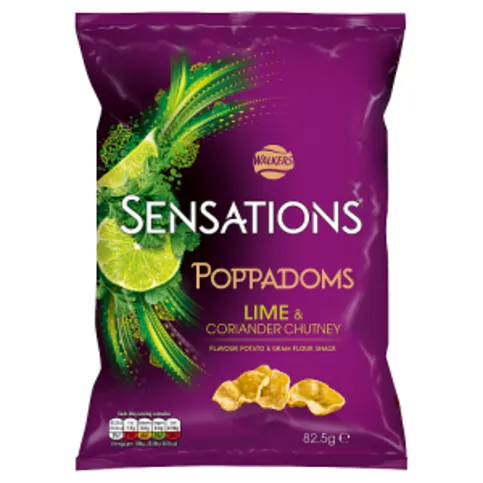 Walkers Sensations Lime & Coriander Chutney Sharing Poppadoms 82.5g