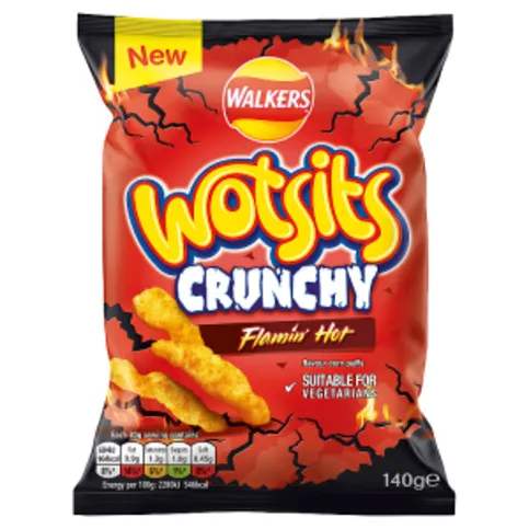 Walkers Wotsits Crunchy Flamin' Hot Snacks 140g