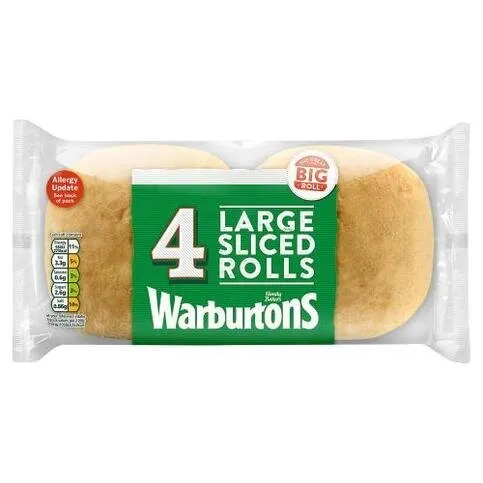 Warburtons 4 Large Sliced Rolls