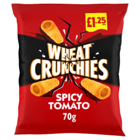 Wheat Crunchies Spicy Tomato Flavour Wheaty Tubes with A Serious Crunch 70g