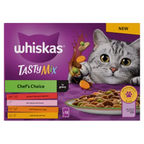 Whiskas 1+ Chef's Choice Mix Adult Wet Cat Food Pouches in Gravy 12 x 85g