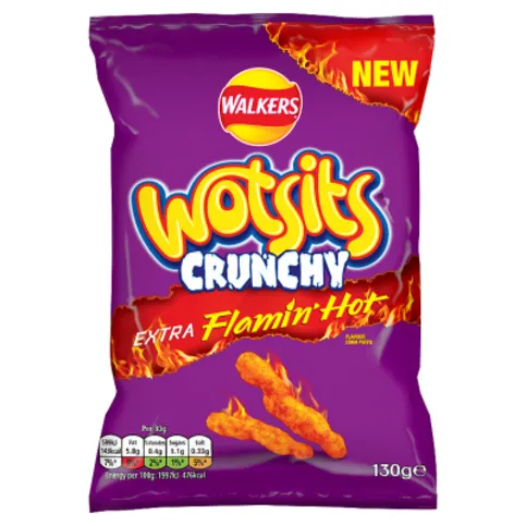 Wotsits Crunchy Extra Flamin' Hot Sharing Bag Crisps 130g