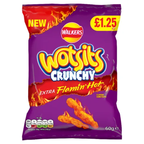 Wotsits Crunchy Extra Flamin' Hot Sharing Bag Crisps 60g