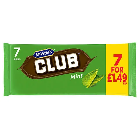 McVitie's Club Mint Bars 7 x 22g (154g)