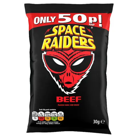 Space Raiders Beef Flavour Cosmic Corn Snacks 30g