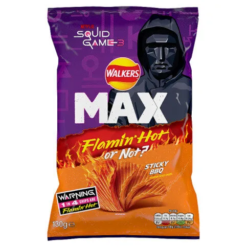 Walkers Max Flamin Hot or Not? Sticky BBQ Sharing Crisps 130g