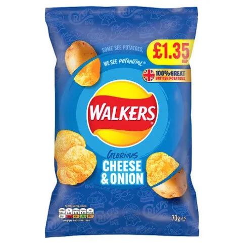 Walkers Cheese & Onion Sharing Crisps 70g PMP £1.35 RRP