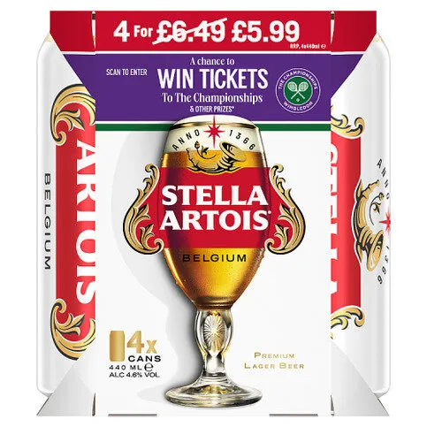Stella Artois Belgium Premium Lager Beer 4 x 440ml
