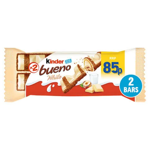 Kinder 2 Milk and Hazelnuts Bueno White 39g