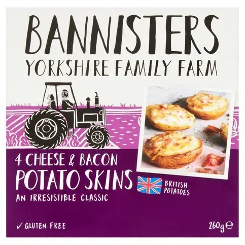 Bannisters Yorkshire Family Farm 4 Cheese & Bacon Potato Skins 260g