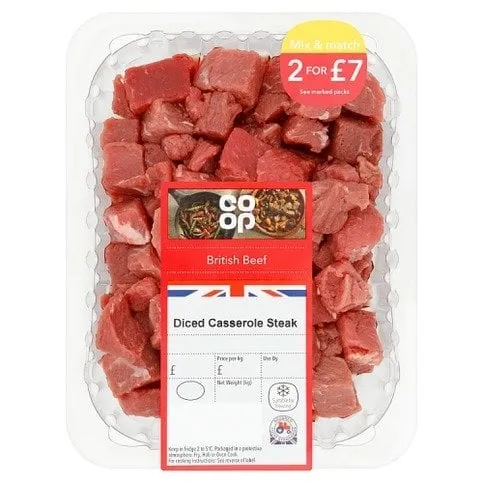 Co-ор British Diced Beef Casserole Steak 0.400kg