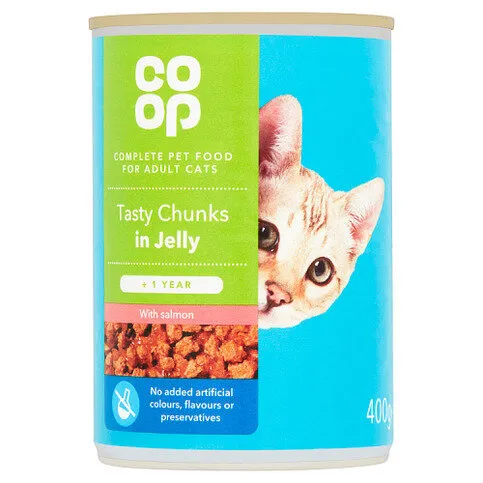 Co-op Tasty Chunks in Jelly with Salmon + 1 Year 400g