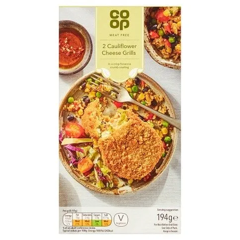Co-op Meat Free 2 Cauliflower Cheese Grills 194g