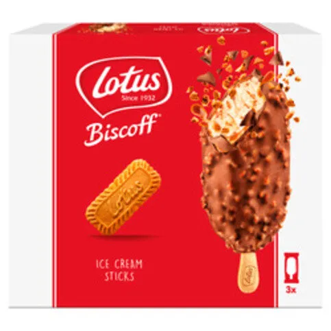 Lotus Biscoff Ice Cream Sticks 3 x 90ml