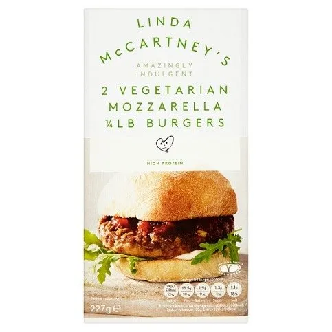 Linda McCartney's Vegetarian Mozzarella 1/4 Burgers 2 Pack 227g