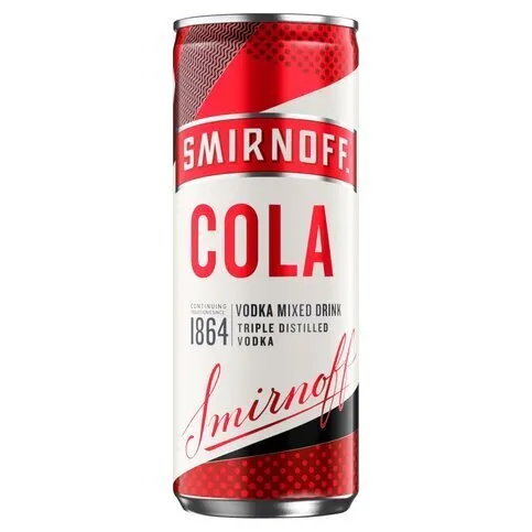 Smirnoff No.21 Vodka and Cola Ready to Drink Premix Can 250ml