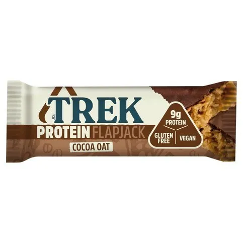 Trek Cocoa Oat Protein Flapjack Chocolate Flavour Topped 50g