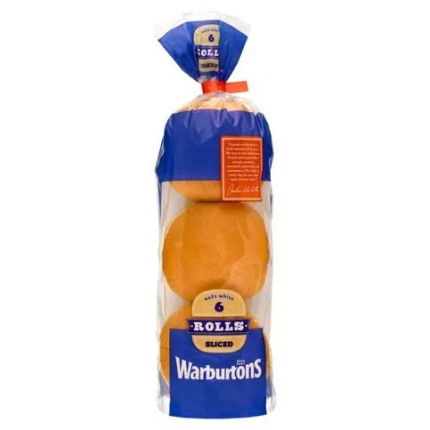 Warburtons 6 Sliced Soft White Rolls