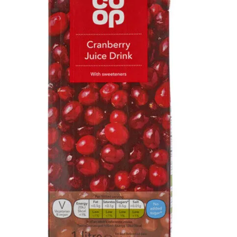 Co-op No Added Sugar Cranberry Juice Drink 1L