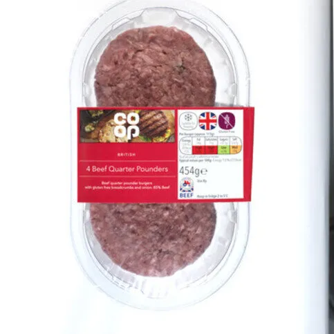 Co-Op Frozen BBQ 79 Percent Beef Quarter Pounder 454g