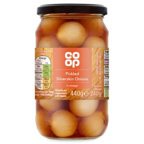 Co-Op Pickled Silverskin Onions In Vinegar 440g